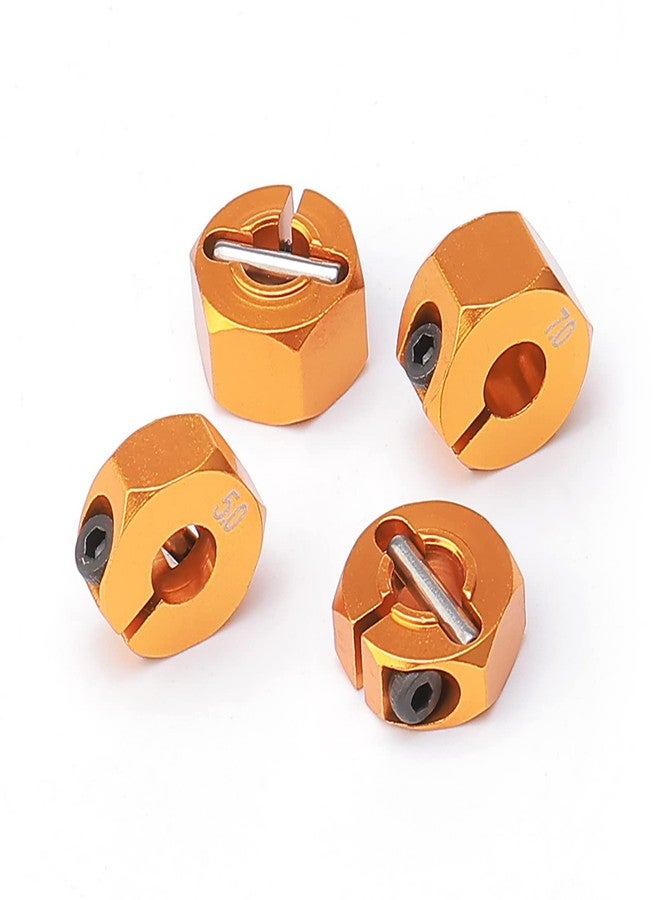 Rchobbytop 5mm & 7mm Thickness Aluminum 12mm Hex Wheel Hub Adapters with Screws Pins for 1/10 RC Cars Buggy Truck Crawler HSP Traxxas Redcat Arrma Tamiya etc, Gold - Image 4